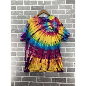 Anvil Vintage Tie Dye Life Amplified Graphic T-Shirt XL Rainbow Retro 90s